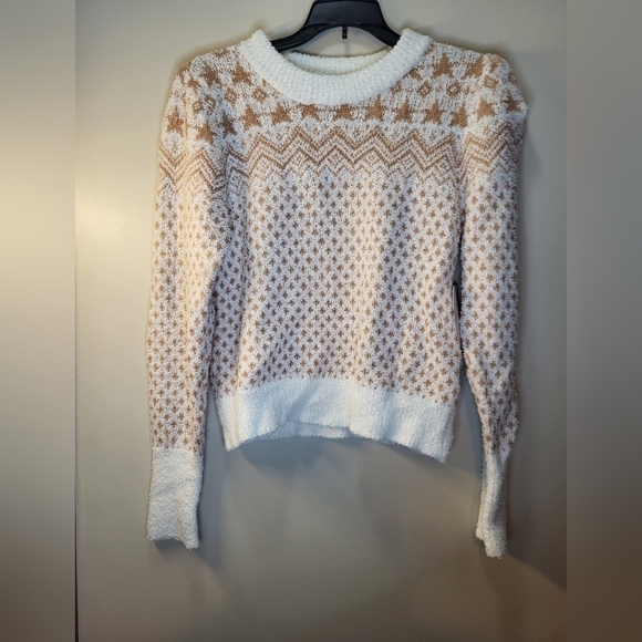 NWT Freshman 1996 Super Soft Fleece  Jr. Med Sweater tan and off white - Picture 14 of 14